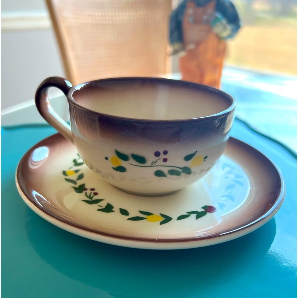 Brock of California Harvest Pattern 4” Tea Cup & 6.25” Saucer Set